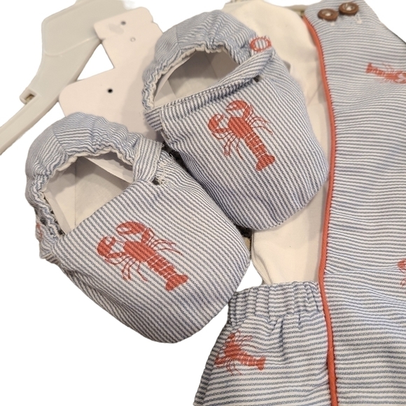 Tommy Bahama Infant Set with Lobster Print and Nautical Stripes, Size 3-6 Months - Picture 3 of 12